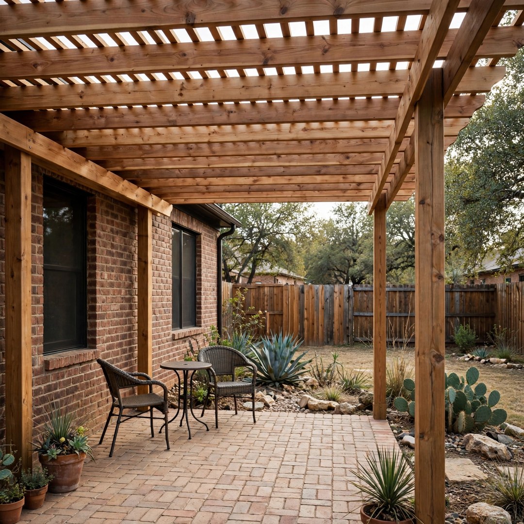 Cedar patio cover over a conversation patio in Corinth, TX